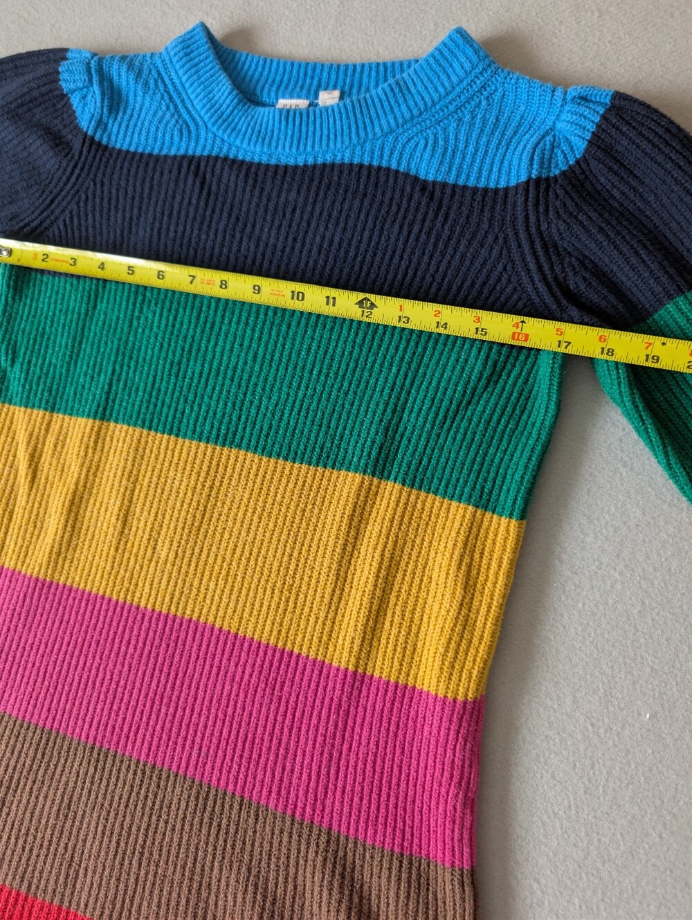 Gap Girls Rainbow Colorblock Stripe Knit Sweater Dress Cotton Blend Sz XL 12 image 10
